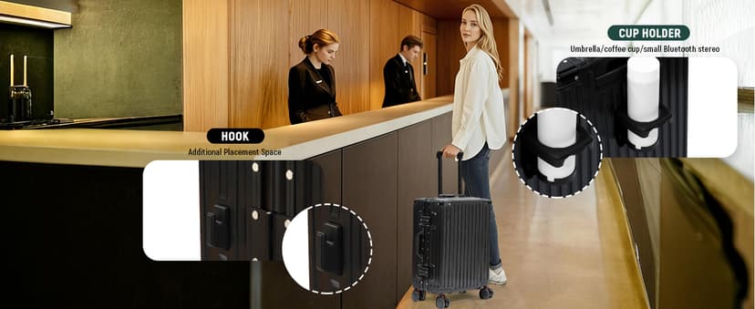 UrbanExplorer 20inch Carry On Luggage 22x14x9 Airline Approved, Zipperless Luggage Carry On TSA Approved ABS+PC Hard Shell Suitcases, Lightweight Carry On Suitcases with Aluminum Frame, Black