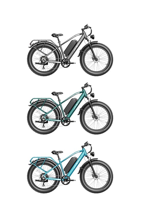 Jasion EB5 Electric Bike for Adults with Peak 500W Brushless Motor, 40Miles 20MPH Commuting Electric Mountain Bike with 360Wh Removable Battery, 7-Speed, 26" Tires and Front Fork Suspension