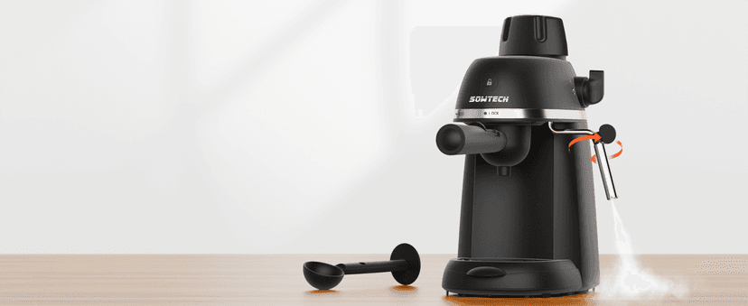 Espresso Coffee Machine Cappuccino Latte Maker 3.5 Bar 1-4 Cup with Steam Milk Frother, Black