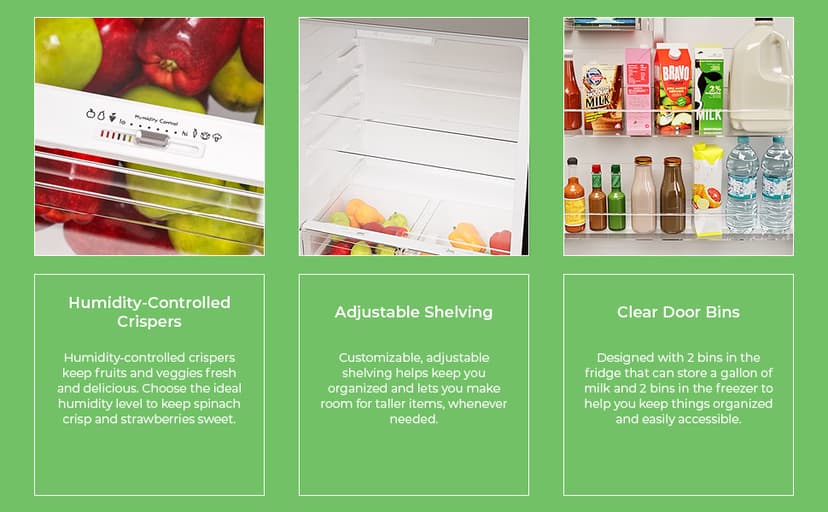 Kenmore 30 in. 18.2 cu. ft. Capacity Refrigerator/Freezer with Adjustable Glass Shelving, Humidity Control Crispers, Gallon Door Bins, ENERGY STAR Certified, Fingerprint Resistant Stainless Steel