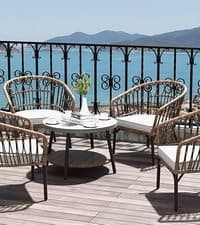 Grand patio 3-Piece Outdoor Furniture Set - Wicker Sofa with Thick Beige Cushions, Patio Coffee Table, Perfect for Porch, Backyard, Balcony, Garden