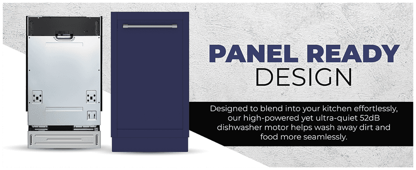 KoolMore KM-DW1852-PR 18 in. ADA Panel Ready with 8 Place Settings 52 DB Dishwasher in Stainless-Steel, UL and Energy Star Certified