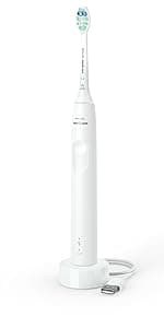 Philips Sonicare 4100 Rechargeable Electric Toothbrush, with Pressure Sensor, 2 Intensity Settings, SmarTimer and QuadPacer, 14-Day Battery Life, White, Model HX3681/23