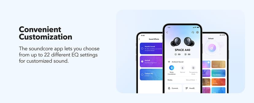 Soundcore by Anker Space A40 Adaptive Active Noise Cancelling Wireless Earbuds, Reduce Noise by Up to 98%, Ultra Long 50H Playtime, 10H Single Playtime, Hi-Res Sound, Comfortable Fit, Wireless Charge