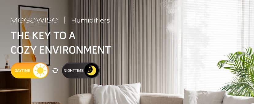MegaWise Cool Mist Humidifiers, 3.5L Top Refill Ultrasonic humidifier for Bedroom, Baby Room, Office