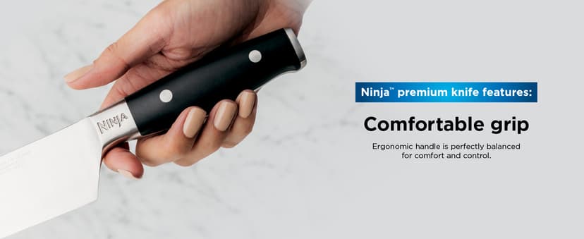 Ninja K32012 Foodi NeverDull Premium Knife System, 12 Piece Knife Block Set with Built-in Sharpener, German Stainless Steel Knives, Black