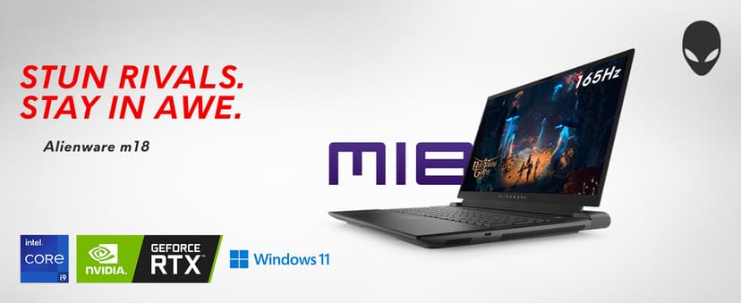 Alienware M18 R2 Gaming Laptop - 18 QHD+ 165Hz 3ms Display, Intel Core i9-14900HX, 32GB DDR5 RAM, 1TB SSD, NVIDIA GeForce RTX 4080 12 GB GDDR6, Windows 11 Home, Onsite Service - Dark Metallic Moon