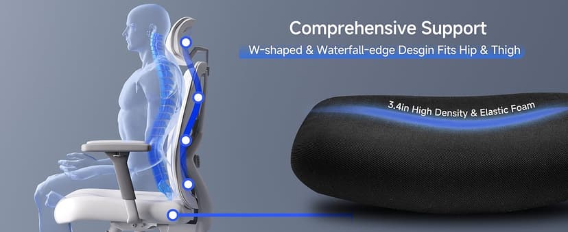 Ticova Ergonomic Office Chair - High Back Desk Chair with Adjustable Lumbar Support, Headrest & 3D Armrest - 130°Rocking Mesh Computer Chair