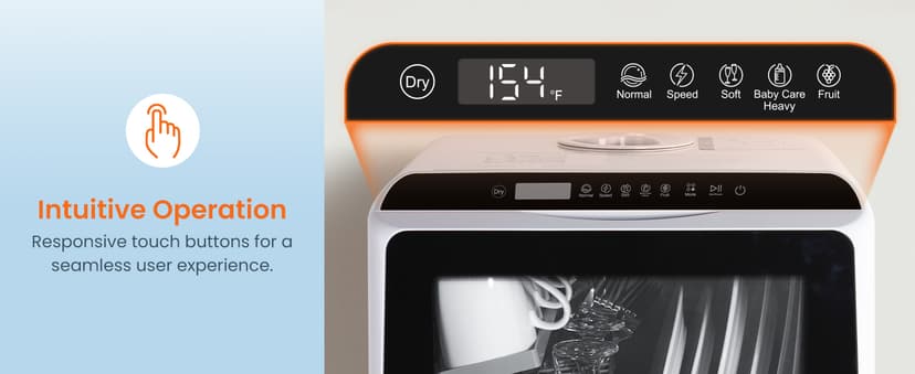 HAVA Countertop Dishwasher, 6 Programs Portable Dishwashers with 5L Built-in Water Tank, No Hookup Needed, Baby Care & Air-Drying Function for Apartments and RVs