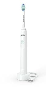 Philips Sonicare 4100 Rechargeable Electric Toothbrush, with Pressure Sensor, 2 Intensity Settings, SmarTimer and QuadPacer, 14-Day Battery Life, White, Model HX3681/23