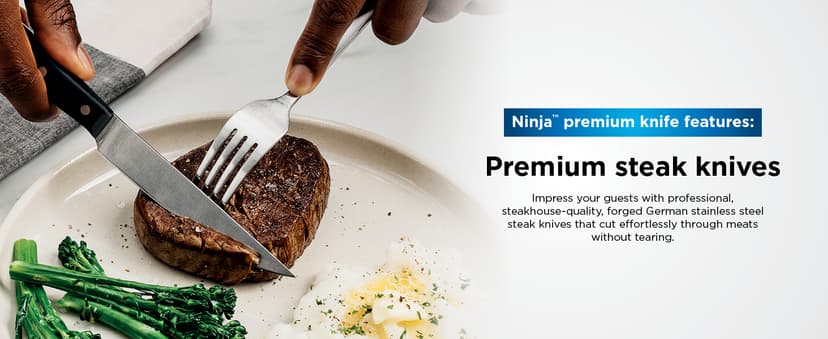 Ninja K32012 Foodi NeverDull Premium Knife System, 12 Piece Knife Block Set with Built-in Sharpener, German Stainless Steel Knives, Black