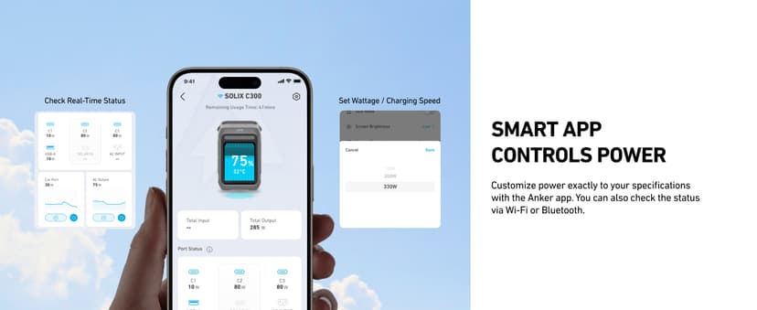 Anker Portable Power Station SOLIX C300, 288Wh LiFePO4 Battery, 300W (600W Surge) Solar Generator, 140W Two-Way Fast Charging, for Outdoor Camping, Traveling, and Emergencies (Solar Panel Optional)
