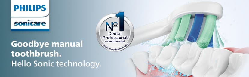 Philips Sonicare 4100 Rechargeable Electric Toothbrush, with Pressure Sensor, 2 Intensity Settings, SmarTimer and QuadPacer, 14-Day Battery Life, White, Model HX3681/23