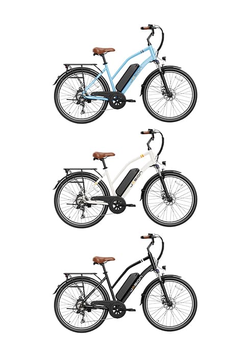 Jasion EB5 Electric Bike for Adults with Peak 500W Brushless Motor, 40Miles 20MPH Commuting Electric Mountain Bike with 360Wh Removable Battery, 7-Speed, 26" Tires and Front Fork Suspension