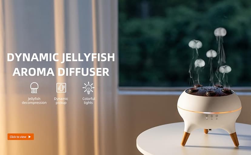 Dynamic Jellyfish Air Humidifier & Jellyfish Essential Oil Diffuser for Home,Office, Yoga - 7 Color-Changing Lights ,Remote Control ,4H/8H Timer Setting, Auto Shut-Off 250ml