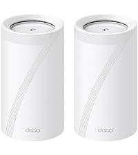 TP-Link ๐๐๐๐จ BE63 Tri-Band WiFi 7 BE10000 Whole Home Mesh System- 6-Stream 10 Gbps, 4x2.5G Ports Wired Backhaul, 4X Smart Internal Antennas, VPN, MU-MIMO, HomeShield, Free Expert Support (2-Pack)