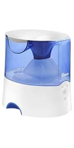 Crane Ultrasonic Cool Mist Teardrop Humidifier for Baby Nursery, Bedroom, Office, Large Room, Adjustable Humidity, Auto Shut-Off, Easy Clean Blue & White 1 Gallon