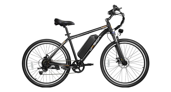 Jasion EB5 Electric Bike for Adults with Peak 500W Brushless Motor, 40Miles 20MPH Commuting Electric Mountain Bike with 360Wh Removable Battery, 7-Speed, 26" Tires and Front Fork Suspension