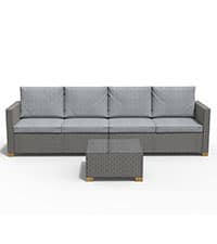 Grand patio 3-Piece Outdoor Furniture Set - Wicker Sofa with Thick Beige Cushions, Patio Coffee Table, Perfect for Porch, Backyard, Balcony, Garden