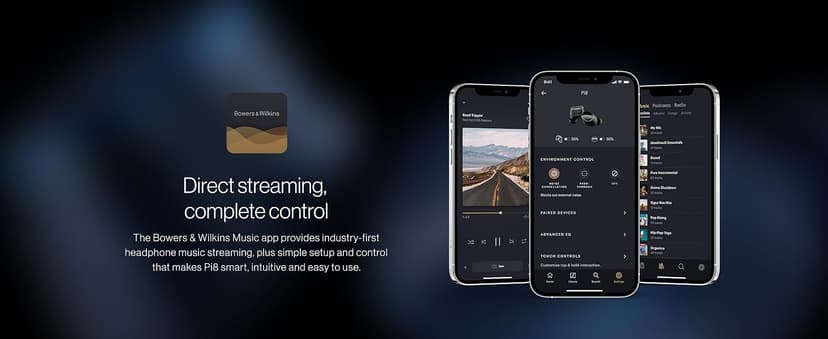 Bowers & Wilkins Pi8 Wireless Earbuds (Midnight Blue), in-Ear Bluetooth Earphones with Qualcomm Chipset & aptX Lossless, Active Noise Cancelling Earbuds, 3 Built-in Mics, 15-Min Quick Charging