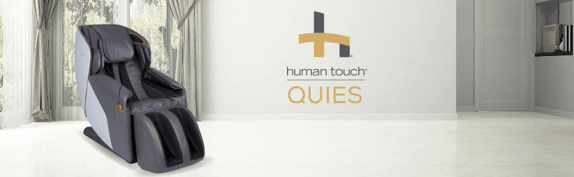Human Touch Quies Zero Gravity Massage Chair, Full Body Back, Leg, Shoulder Acupressure, 9 Programmed S & L Track Massages, Dual Lumbar Heat w Extending Calf & Foot Massage, Built-in Speakers, Gray