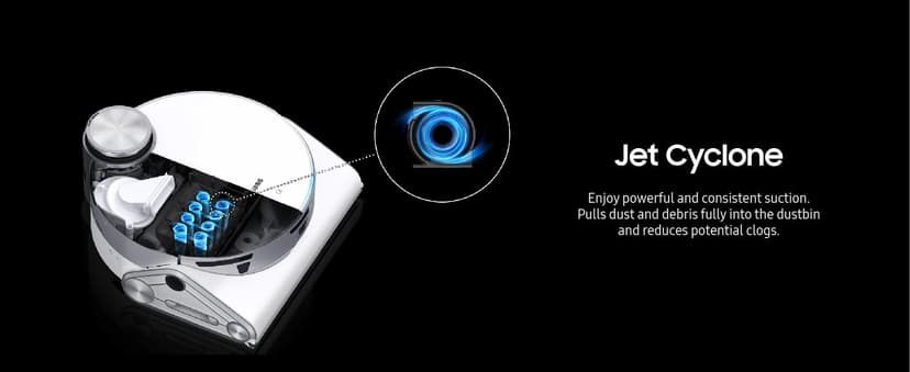 SAMSUNG Jet Bot AI+ Robot Vacuum Cleaner w/ Object Recognition, Intelligent Cleaning, Clean Station, 5-Layer Filter, Touchless Dust Removal for Hardwood Floors, Carpets, VR50T95735W, White