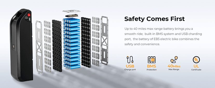 Jasion EB5 Electric Bike for Adults with Peak 500W Brushless Motor, 40Miles 20MPH Commuting Electric Mountain Bike with 360Wh Removable Battery, 7-Speed, 26" Tires and Front Fork Suspension