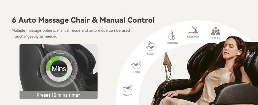 Real Relax 2025 Full Body Massage Chair of Dual-core S Track,Shiatsu Massage Recliner of Zero Gravity with APP and LCD Control,Lower Back and Calf Heating,Bluetooth,Home or Office Use,Black