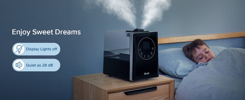 LEVOIT LV600HH 6L Warm and Cool Mist Ultrasonic Humidifier, Rapid Humidification for Bedroom Large Room, Essential Oil Diffuser, Humidity Setting with Built-in Sensor, Auto Mode, Timer, Remote Control