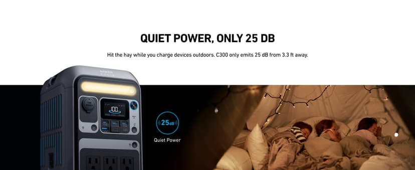 Anker Portable Power Station SOLIX C300, 288Wh LiFePO4 Battery, 300W (600W Surge) Solar Generator, 140W Two-Way Fast Charging, for Outdoor Camping, Traveling, and Emergencies (Solar Panel Optional)