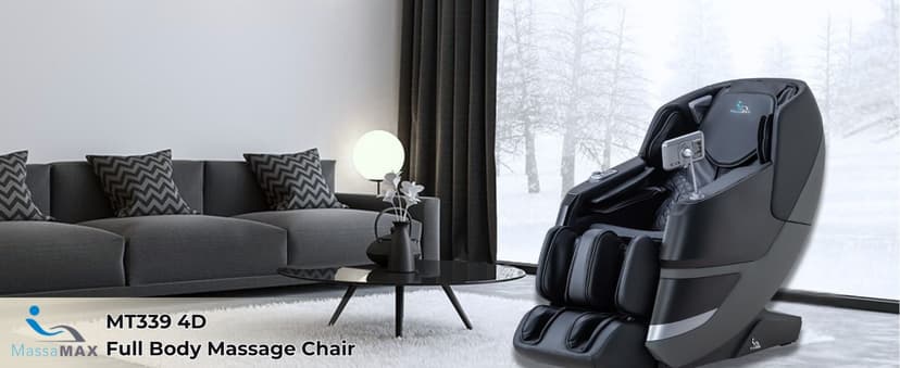 MassaMAX MT339 4D Massage Chair, Full Body Shiatsu Recliner with Electric Extendable Footrest, Zero Gravity, SL Track, Deep Yoga Stretch, 15 Modes, Foot Rollers, and Heating (Space White)