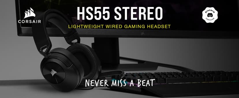 Corsair HS55 Stereo Gaming Headset (Leatherette Memory Foam Ear Pads, Lightweight, Omni-Directional Microphone, PC, Mac, PS5/PS4, Xbox Series X | S, Nintendo Switch, Mobile Compatibility) White
