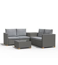 Grand patio 3-Piece Outdoor Furniture Set - Wicker Sofa with Thick Beige Cushions, Patio Coffee Table, Perfect for Porch, Backyard, Balcony, Garden