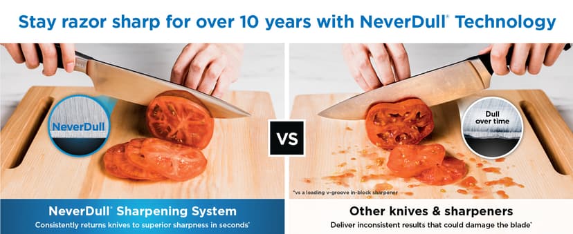 Ninja K32012 Foodi NeverDull Premium Knife System, 12 Piece Knife Block Set with Built-in Sharpener, German Stainless Steel Knives, Black