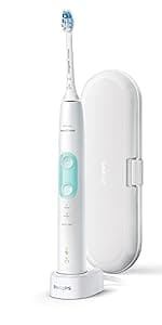 Philips Sonicare 4100 Rechargeable Electric Toothbrush, with Pressure Sensor, 2 Intensity Settings, SmarTimer and QuadPacer, 14-Day Battery Life, White, Model HX3681/23