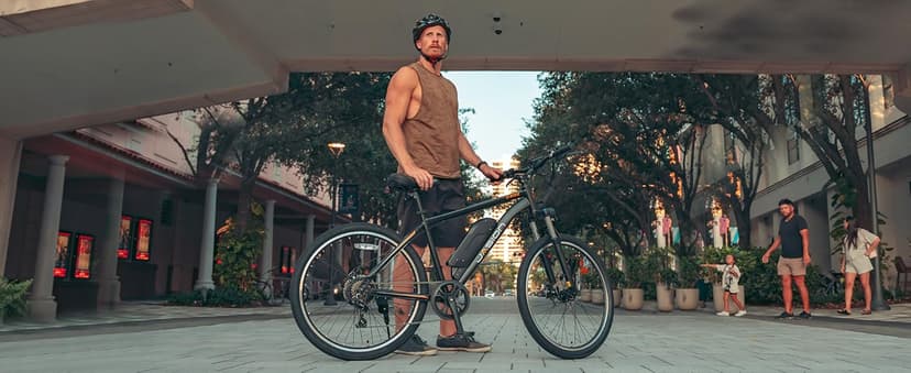 Jasion EB5 Electric Bike for Adults with Peak 500W Brushless Motor, 40Miles 20MPH Commuting Electric Mountain Bike with 360Wh Removable Battery, 7-Speed, 26" Tires and Front Fork Suspension