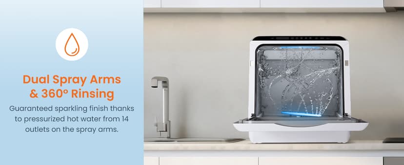 HAVA Countertop Dishwasher, 6 Programs Portable Dishwashers with 5L Built-in Water Tank, No Hookup Needed, Baby Care & Air-Drying Function for Apartments and RVs