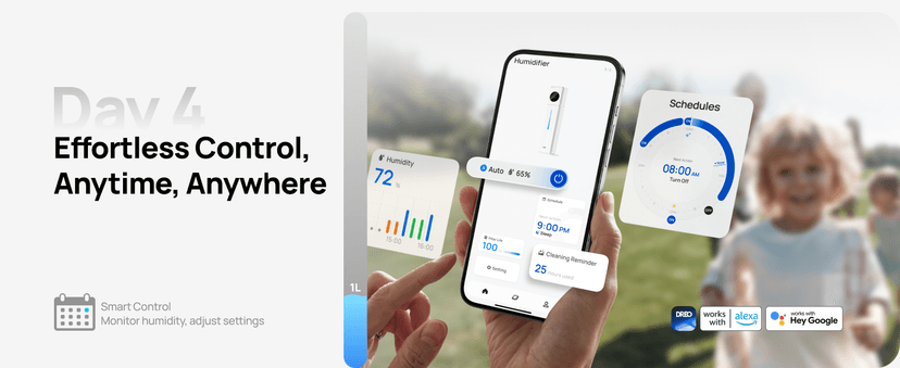 Dreo 11L Smart Humidifier Large Room 700 ft², 100H Cool Mist Air Humidifiers for Bedroom Baby Plants, Top-Fill Self-Cleaning Tank, 26dB, Auto Mode, RGB Light, Remote & APP Control, HM735S White