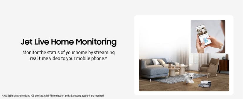 SAMSUNG Jet Bot AI+ Robot Vacuum Cleaner w/ Object Recognition, Intelligent Cleaning, Clean Station, 5-Layer Filter, Touchless Dust Removal for Hardwood Floors, Carpets, VR50T95735W, White