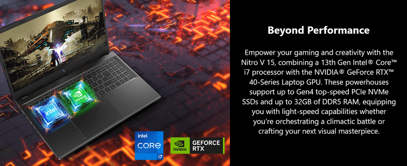 Acer Nitro V Gaming Laptop | Intel Core i7-13620H Processor | NVIDIA GeForce RTX 4050 Laptop GPU | 15.6" FHD IPS 144Hz Display | 16GB DDR5 | 512GB Gen 4 SSD | WiFi 6 | Backlit KB | ANV15-51-73B9