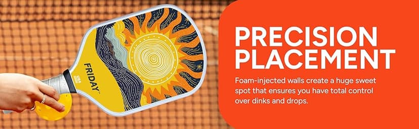 Friday Pickleball Paddle, USA Pickleball Approved, Durable Carbon Fiber, Thermoformed Unibody Design, Honeycomb Core, Gritty Surface for Spin
