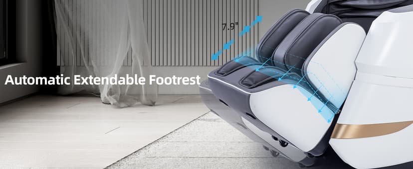 MassaMAX MT339 4D Massage Chair, Full Body Shiatsu Recliner with Electric Extendable Footrest, Zero Gravity, SL Track, Deep Yoga Stretch, 15 Modes, Foot Rollers, and Heating (Space White)