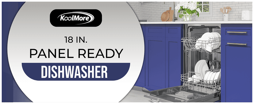 KoolMore KM-DW1852-PR 18 in. ADA Panel Ready with 8 Place Settings 52 DB Dishwasher in Stainless-Steel, UL and Energy Star Certified