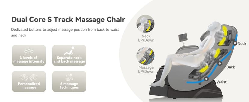 Real Relax 2025 Full Body Massage Chair of Dual-core S Track,Shiatsu Massage Recliner of Zero Gravity with APP and LCD Control,Lower Back and Calf Heating,Bluetooth,Home or Office Use,Black