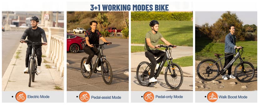 Core Electric Bike for Adults - Peak 1000W Brushless Motor Ebike, 468&500Wh Removable Built in Battery 26&27.5X2.1 Tire Step Over Bicycle with 7 Speed, Commute E Bikes