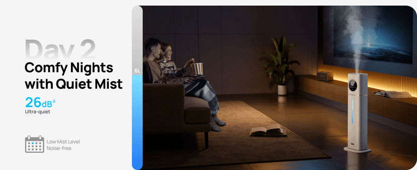 Dreo 11L Smart Humidifier Large Room 700 ft², 100H Cool Mist Air Humidifiers for Bedroom Baby Plants, Top-Fill Self-Cleaning Tank, 26dB, Auto Mode, RGB Light, Remote & APP Control, HM735S White