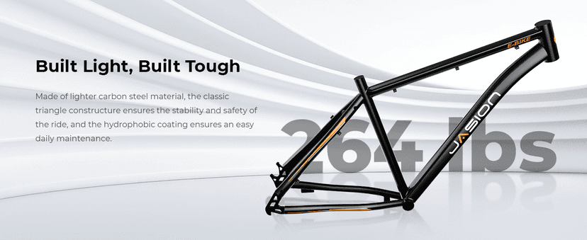 Jasion EB5 Electric Bike for Adults with Peak 500W Brushless Motor, 40Miles 20MPH Commuting Electric Mountain Bike with 360Wh Removable Battery, 7-Speed, 26" Tires and Front Fork Suspension