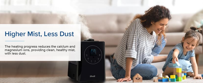 LEVOIT LV600HH 6L Warm and Cool Mist Ultrasonic Humidifier, Rapid Humidification for Bedroom Large Room, Essential Oil Diffuser, Humidity Setting with Built-in Sensor, Auto Mode, Timer, Remote Control
