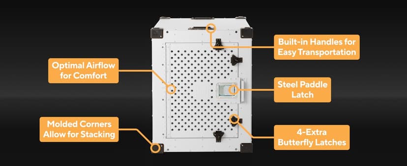 Impact Indestructible High Anxiety Dog Crate for Large Dogs - Heavy Duty Escape Proof Indoor Dog Kennel with Powder-Coated Aluminum - Ideal for Escape Artists (White, 40" (40.5" L x 23" W x 29" H)
