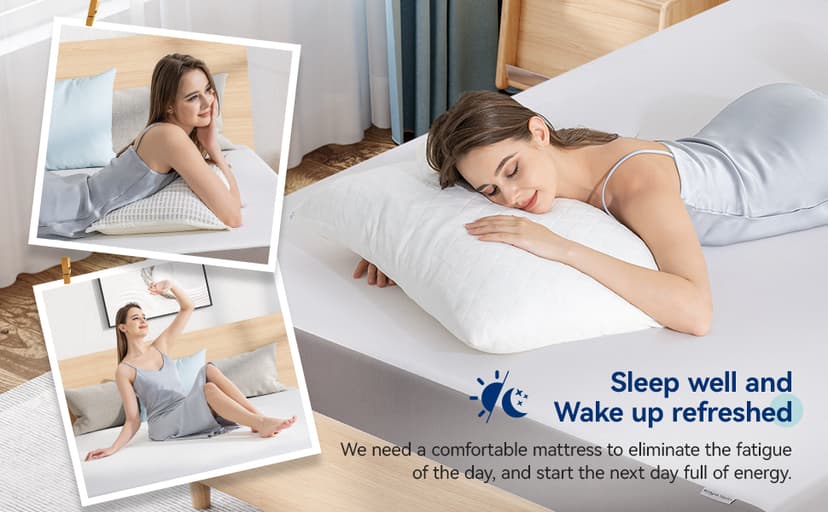 Amazon Basics Memory Foam Mattress, Medium Firm, 8 Inch, Twin, White/Grey